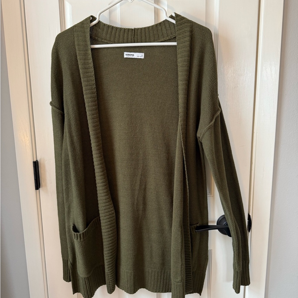 Sonoma Forest Green Open Front Cardigan